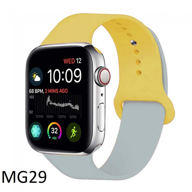 Apple Watch Band 42-44-45mm Double Color Silicone Strap Henlein Series by Margoun - Yellow Grey