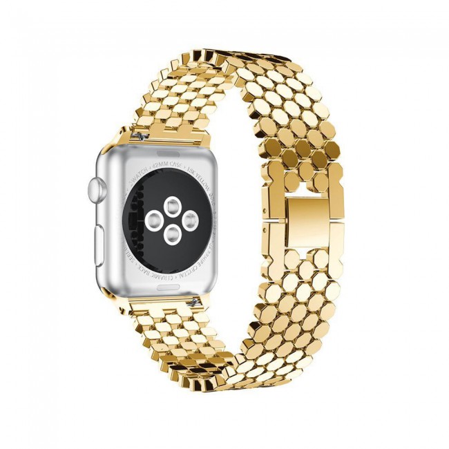 Margoun Stainless Steel Replacement Bracelet Strap for Apple Watch 42-44-45mm – Gold