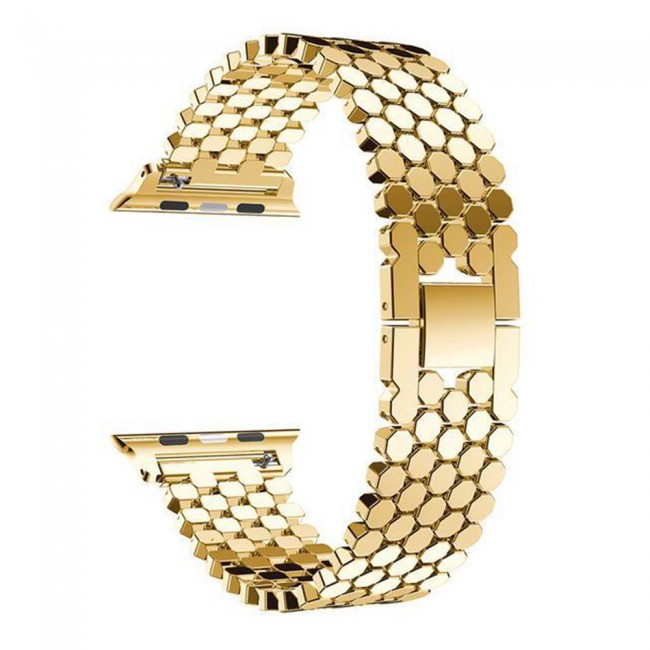 Margoun Stainless Steel Replacement Bracelet Strap for Apple Watch 42-44-45mm – Gold