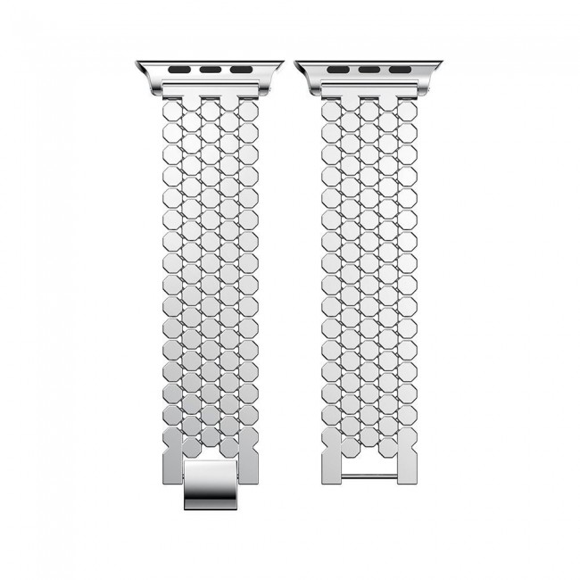 Margoun Stainless Steel Replacement Bracelet Strap for Apple Watch 42-44-45mm – Silver