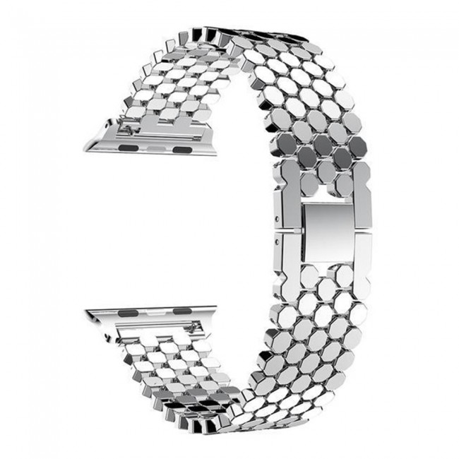 Margoun Stainless Steel Replacement Bracelet Strap for Apple Watch 42-44-45mm – Silver