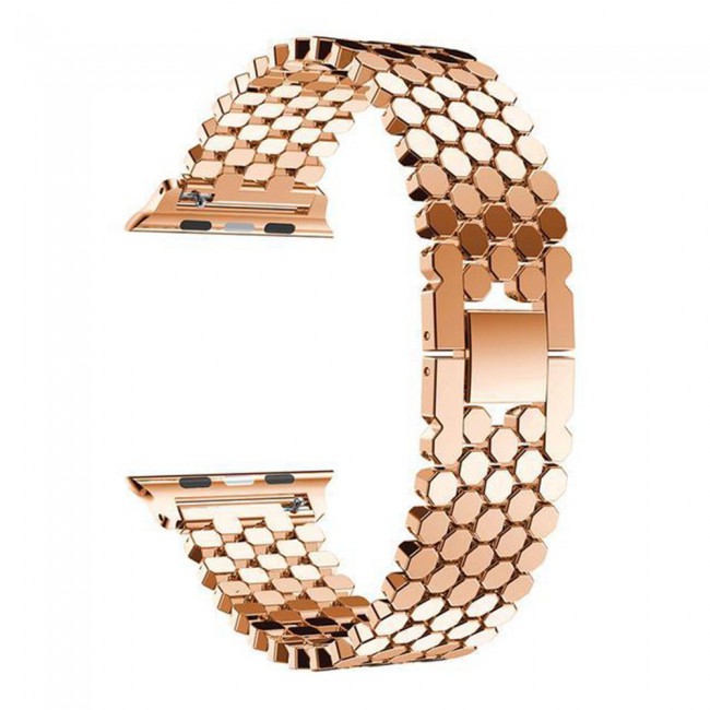 Margoun Stainless Steel Replacement Bracelet Strap for Apple Watch 42-44-45mm – Rose Gold