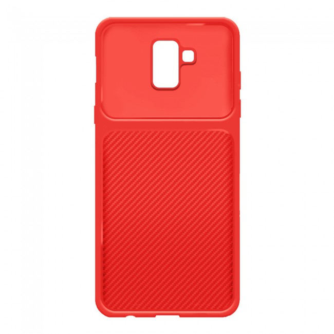 Margoun TPU Case Cover with Carbon Fiber Pattern for Samsung Galaxy J6 - Red