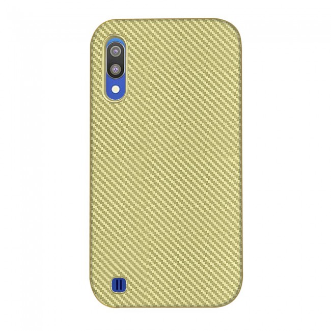 Margoun Carbon Fiber TPU Cover Case for Samsung Galaxy M10 ( Black , Gold )