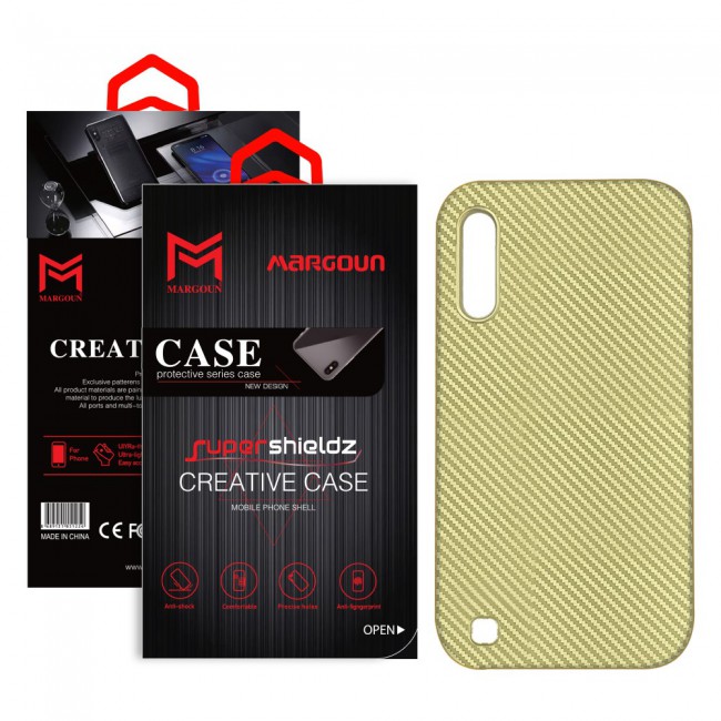 Margoun Carbon Fiber TPU Cover Case for Samsung Galaxy M10 ( Black , Gold )