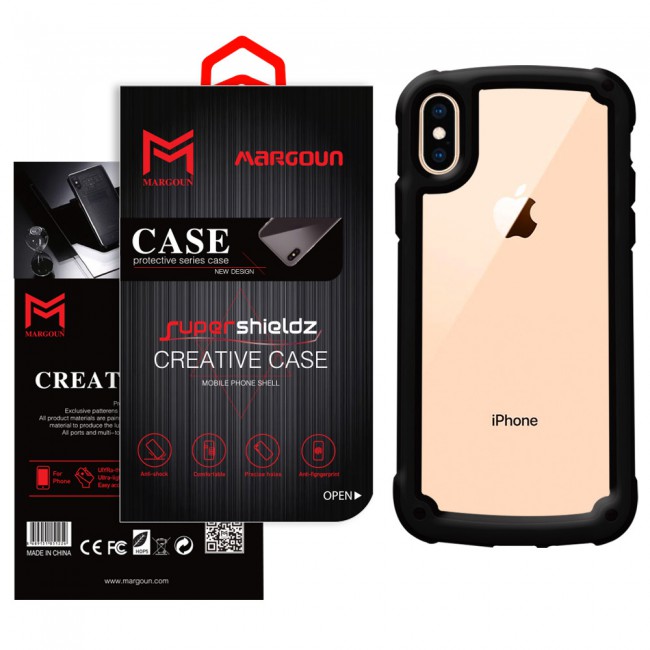 Margoun Transparent Shock-Proof Hard Case for Apple iphone XS – Black / White / Blue / Red Edge