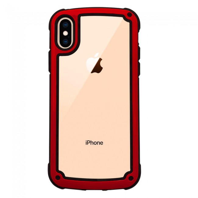 Margoun Transparent Shock-Proof Hard Case for Apple iphone XS – Black / White / Blue / Red Edge