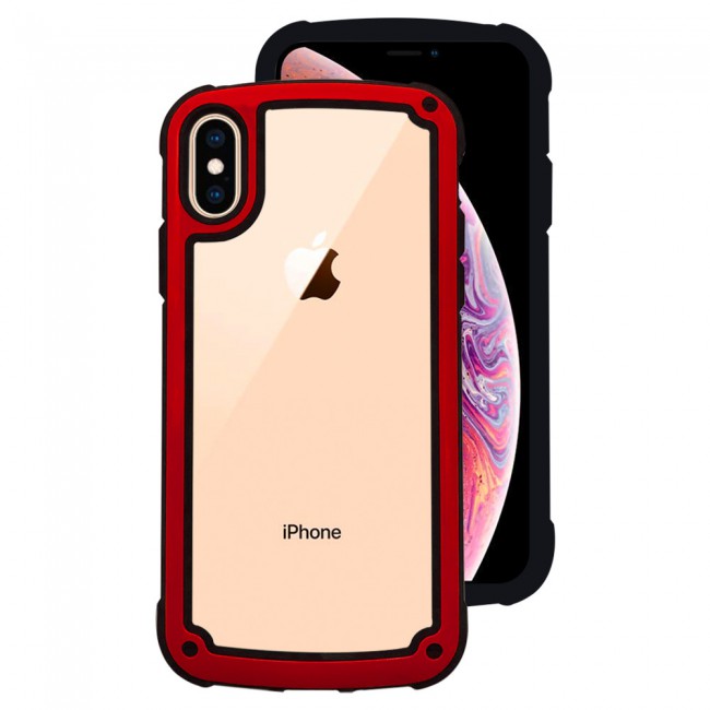 Margoun Transparent Shock-Proof Hard Case for Apple iphone XS – Black / White / Blue / Red Edge