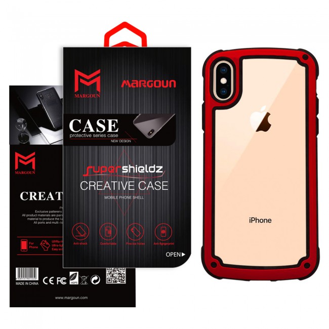 Margoun Transparent Shock-Proof Hard Case for Apple iphone XS Max – Black / White / Blue / Red Edge