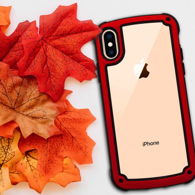 Margoun Transparent Shock-Proof Hard Case for Apple iphone XS – Black / White / Blue / Red Edge