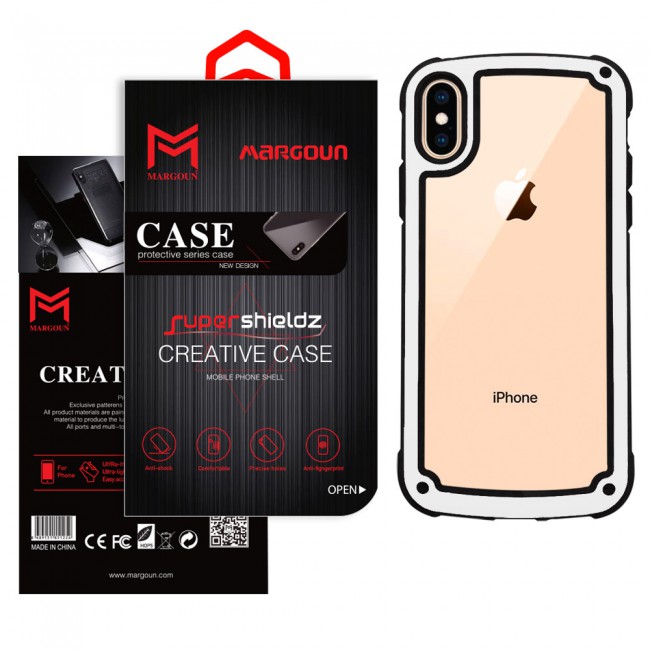 Margoun Transparent Shock-Proof Hard Case for Apple iphone XS – Black / White / Blue / Red Edge