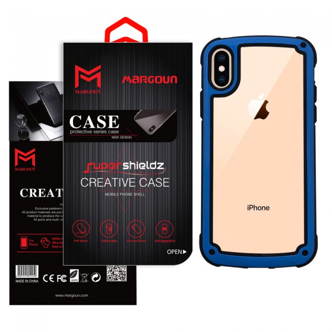 Margoun Transparent Shock-Proof Hard Case for Apple iphone XS Max – Black / White / Blue / Red Edge