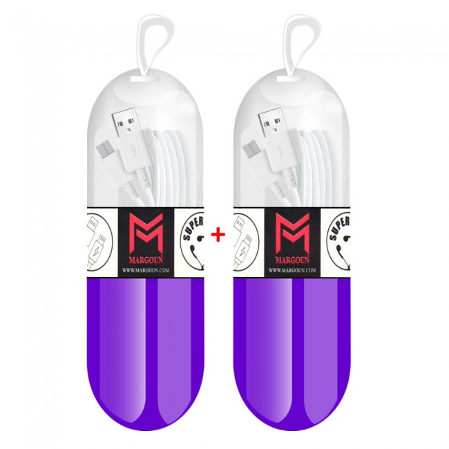 Margoun 2-Pack Type C Charging Cable with Tube Cable Organizer - Purple