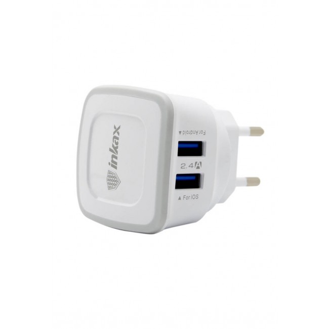InKax Travel and Home Charger for Apple iPhone (iOS) and android - White