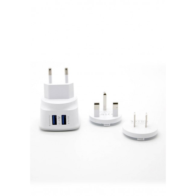 InKax Travel and Home Charger for Apple iPhone (iOS) and android - White