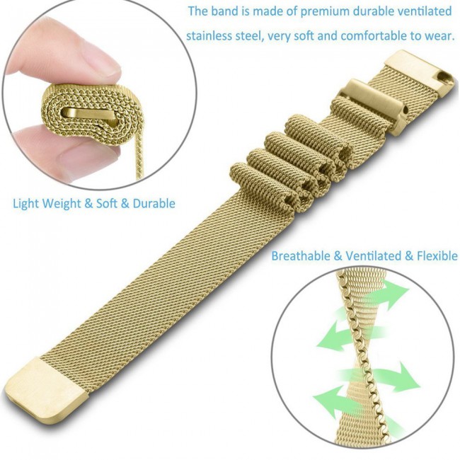 Milanese Band for Fitbit Versa 3 and Fitbit Sense with Magnet Lock Henlein Series by Margoun - Gold