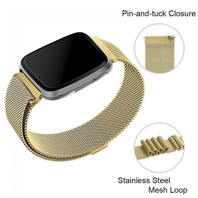 Milanese Band for Fitbit Versa 3 and Fitbit Sense with Magnet Lock Henlein Series by Margoun - Gold