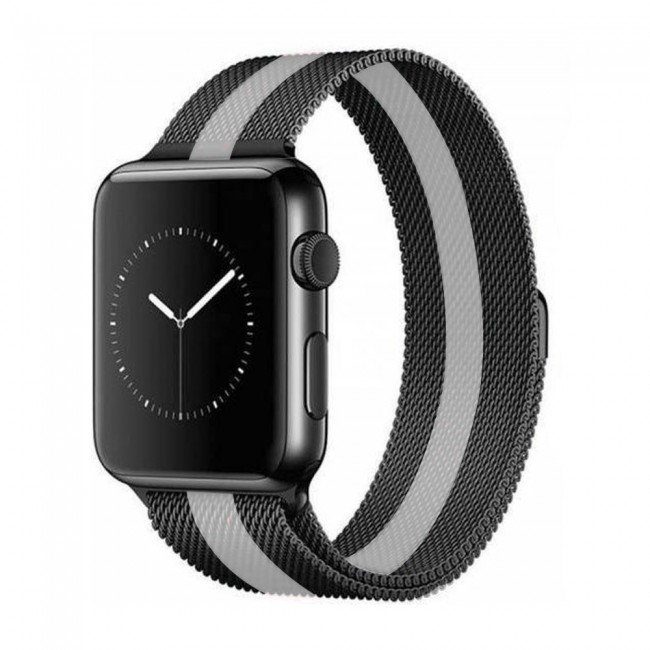 Apple Watch Milanese Loop Band 42-44-45mm Henlein Series by Margoun - Black and Grey
