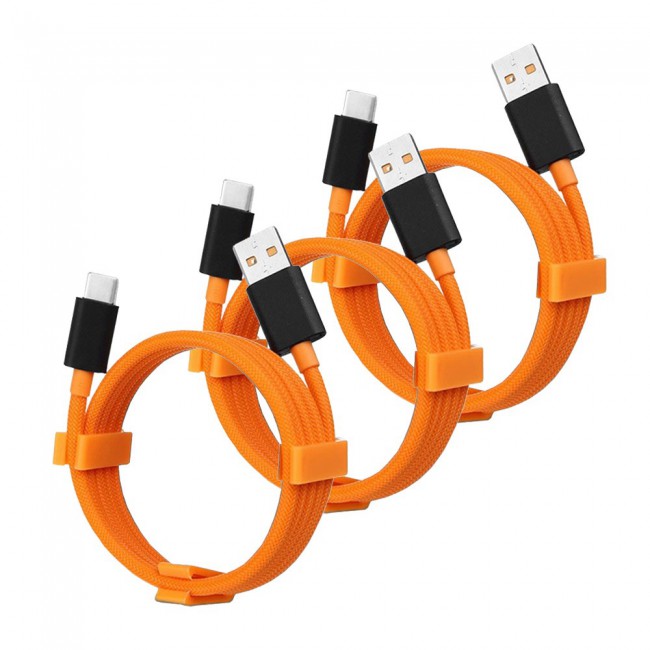 3 Pack Of OnePlus Fast Charge Type-C USB Cable Orange