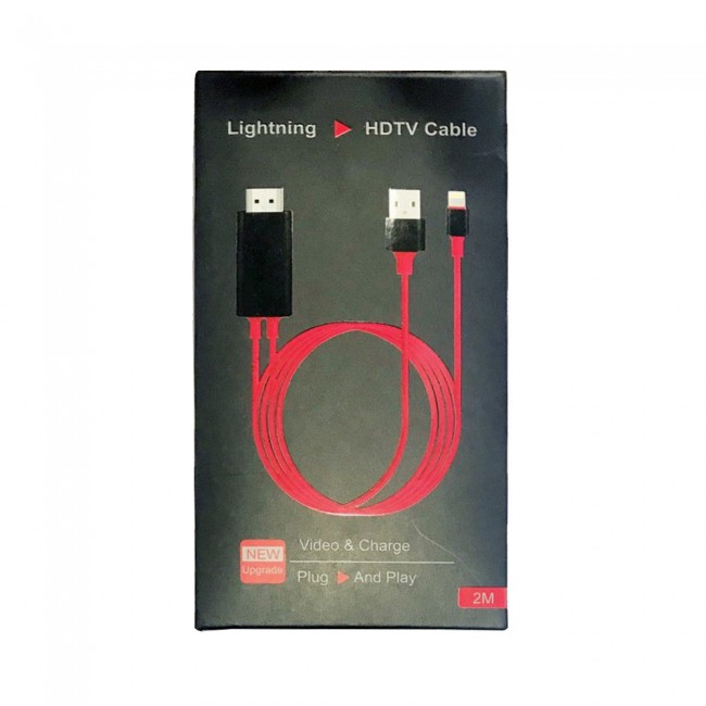 OTN-7575S Lightning to HDMI Cable HDTV Adapter 2m – Red