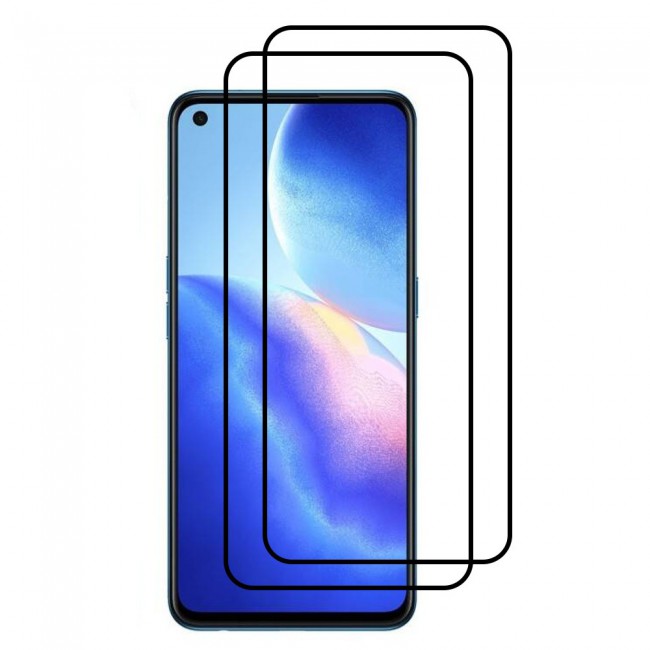 Oppo Reno 5 5G Glass 3D Tempered Screen Protector 2Pack Super Shieldz by Margoun - Side Black