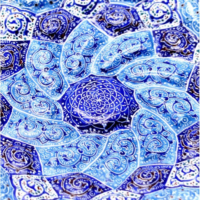 Persian Handmade Enamel Copper Plate in Special Design MGH112 - Blue