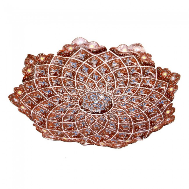 Persain Handmade enamel decorate Copper Plate MGH120 - Beige and Brown