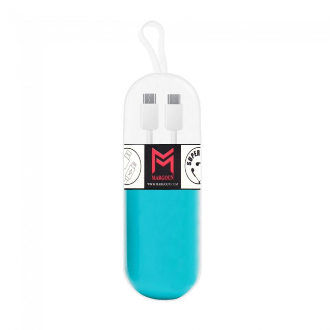 Margoun Type-C To Type-C Data Charging Cable ( White ) with Tube Cable Organizer - Black , White , Blue , Purple