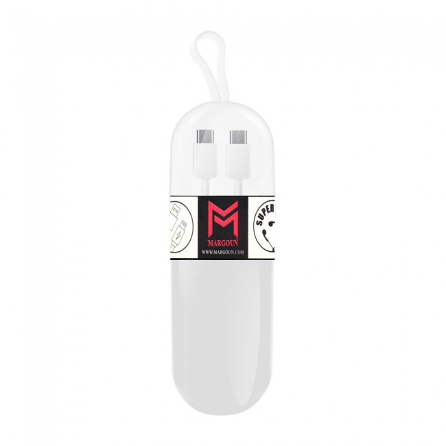 Margoun Type-C To Type-C Data Charging Cable ( White ) with Tube Cable Organizer - Black , White , Blue , Purple