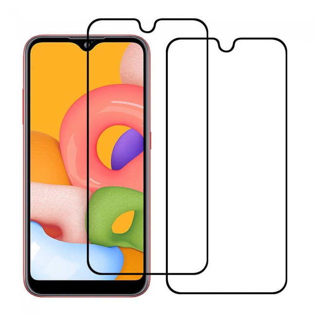 Samsung Galaxy A01 9D Tempered Glass 2-Pack Super Shieldz Margoun- Black Frame