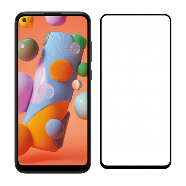 Samsung Galaxy A11 Tempered Glass 3D Grand Shieldz Margoun - Black Frame