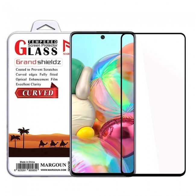 Samsung Galaxy A71 Tempered Glass 3D Grand Shieldz Margoun - Black Frame