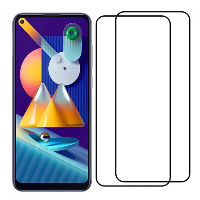 Samsung Galaxy M11 9D Tempered Glass 2-Pack Super Shieldz Margoun- Black Frame