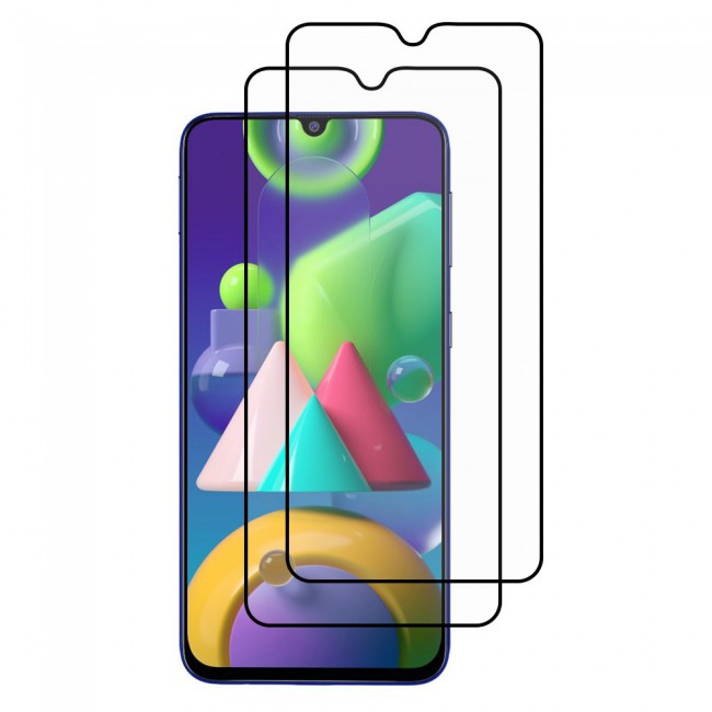 Samsung Galaxy M21 9D-Tempered Glass 2-Pack Super Shieldz Margoun- Black Frame