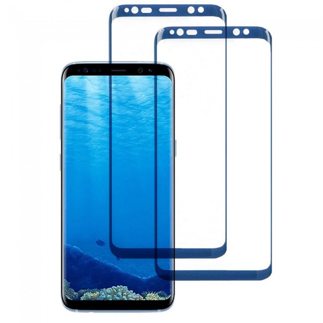 Samsung Galaxy S8 3D Curved Screen Protector 2Pack Super Shieldz by Margoun - Blue