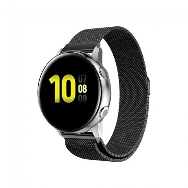 Samsung Galaxy Watch Active and Active 2 40-44mm Milanese Band 20mm Henlein Series by Margoun - Black