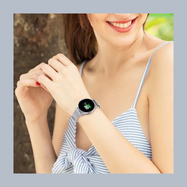 Samsung Galaxy Watch Active and Active 2 40-44mm Milanese Band 20mm Henlein Series by Margoun - Silver