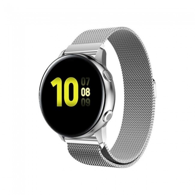 Samsung Galaxy Watch Active and Active 2 40-44mm Milanese Band 20mm Henlein Series by Margoun - Silver