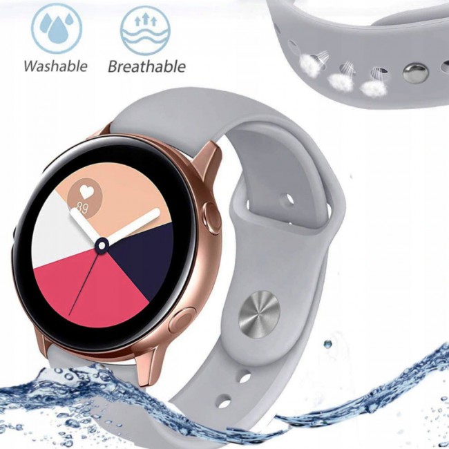 Samsung Galaxy Watch Active and Active 2 Soft Silicone 40-44 Band 20mm Henlein Series by Margoun - Light Grey