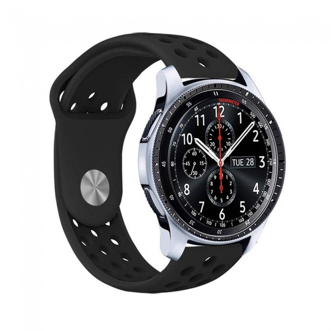 20mm Silicone Nike Design Band for Galaxy Watch Active and Active 2 40-44mm Henlein Series by Margoun - Black