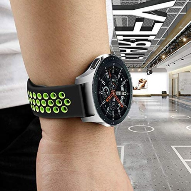 20mm Silicone Nike Design Band for Galaxy Watch Active and Active 2 40-44mm Henlein Series by Margoun - Black Green