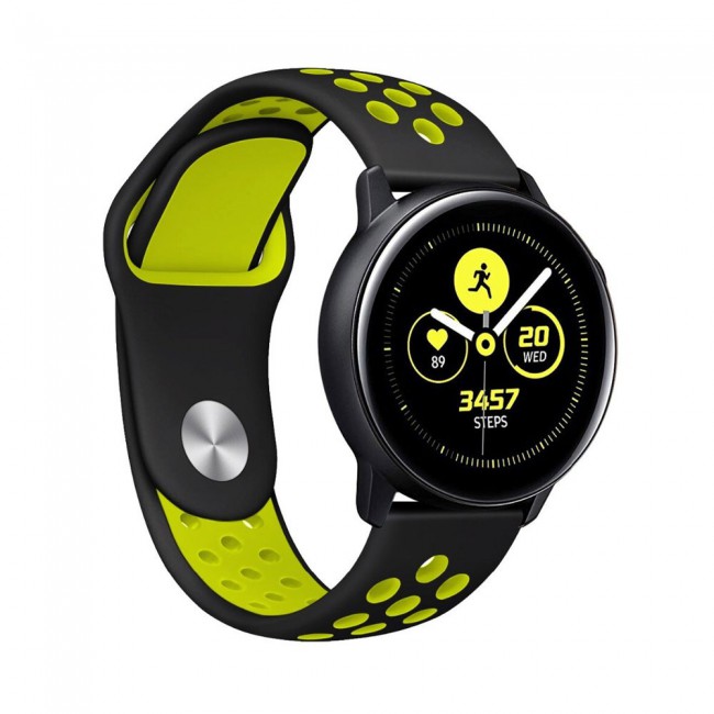 20mm Silicone Nike Design Band for Galaxy Watch Active and Active 2 40-44mm Henlein Series by Margoun - Black Green