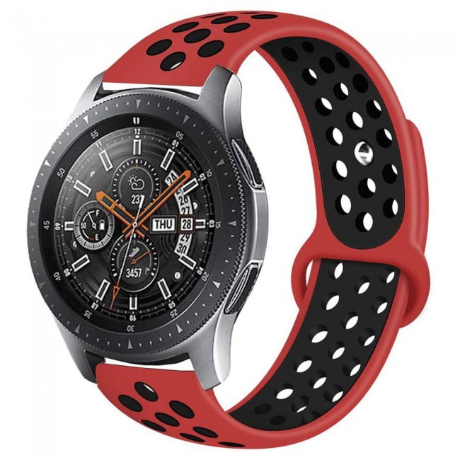 20mm Silicone Nike Design Band for Galaxy Watch Active and Active 2 40-44mm Henlein Series by Margoun - Red Black
