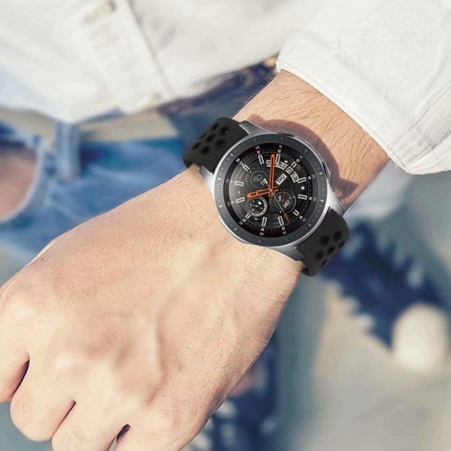 20mm Silicone Nike Design Band for Galaxy Watch Active and Active 2 40-44mm Henlein Series by Margoun - Black