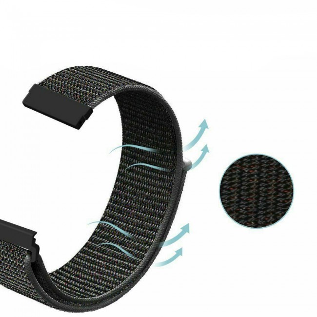 Samsung Galaxy Watch Active and Active 2 40-44mm Nylon Sport Loop Band 20mm - Black