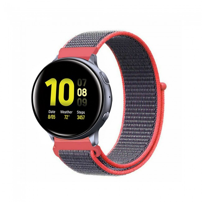 Samsung Galaxy Watch Active and Active 2 40-44mm Nylon Sport Loop Band 20mm - Electric Pink