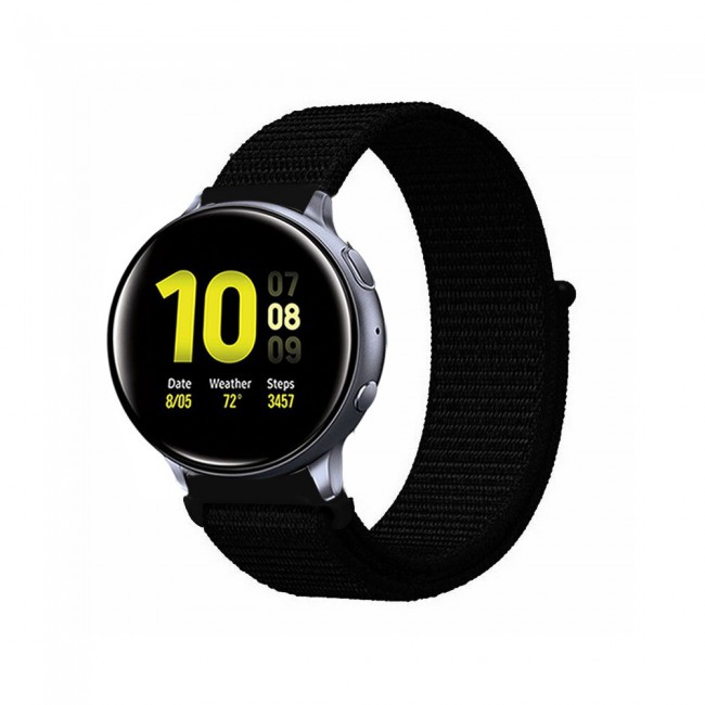 Samsung Galaxy Watch Active and Active 2 40-44mm Nylon Sport Loop Band 20mm - Dark Black
