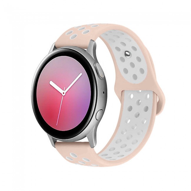 20mm Silicone Nike Design Band for Galaxy Watch Active and Active 2 40-44mm Henlein Series by Margoun - Pink White