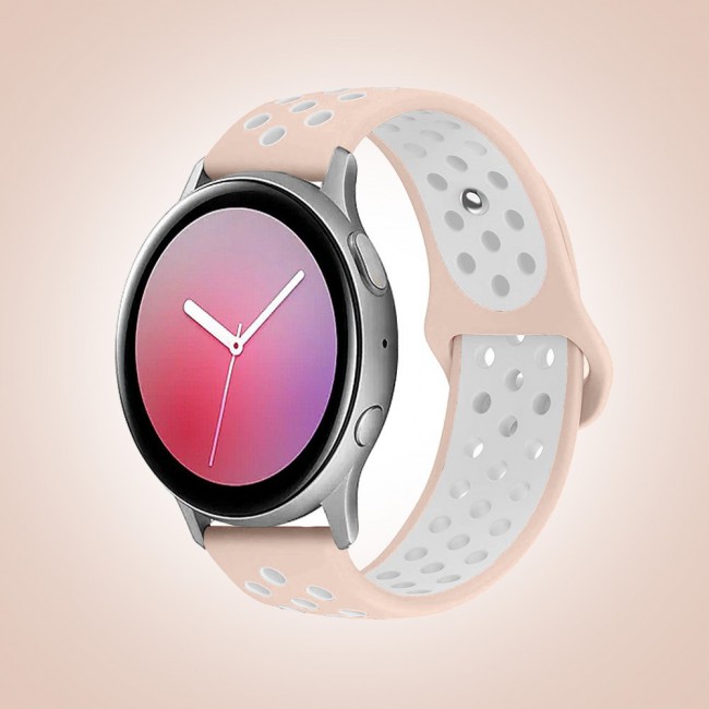 20mm Silicone Nike Design Band for Galaxy Watch Active and Active 2 40-44mm Henlein Series by Margoun - Pink White