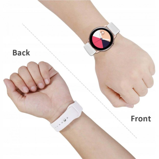 Samsung Galaxy Watch Active and Active 2 Soft Silicone 40-44 Band 20mm Henlein Series by Margoun - White
